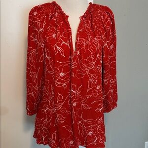 Bobeau floral peasant blouse